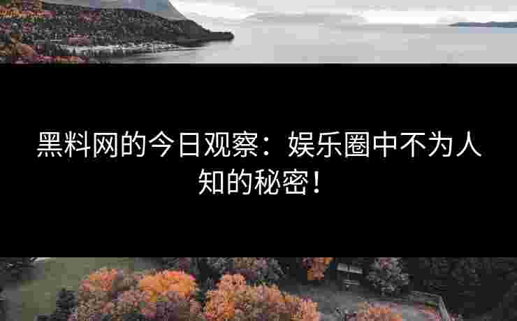 黑料网的今日观察：娱乐圈中不为人知的秘密！