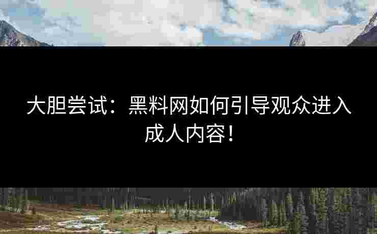 大胆尝试：黑料网如何引导观众进入成人内容！